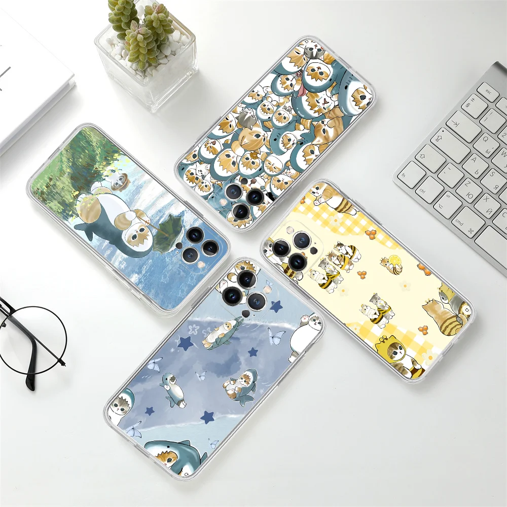 Милый чехол для телефона M-Mofusand Cat Shark iPhone 16 15 14 11 12 13 Mini Pro XS Max 6 7 8 Plus X Funda Shell