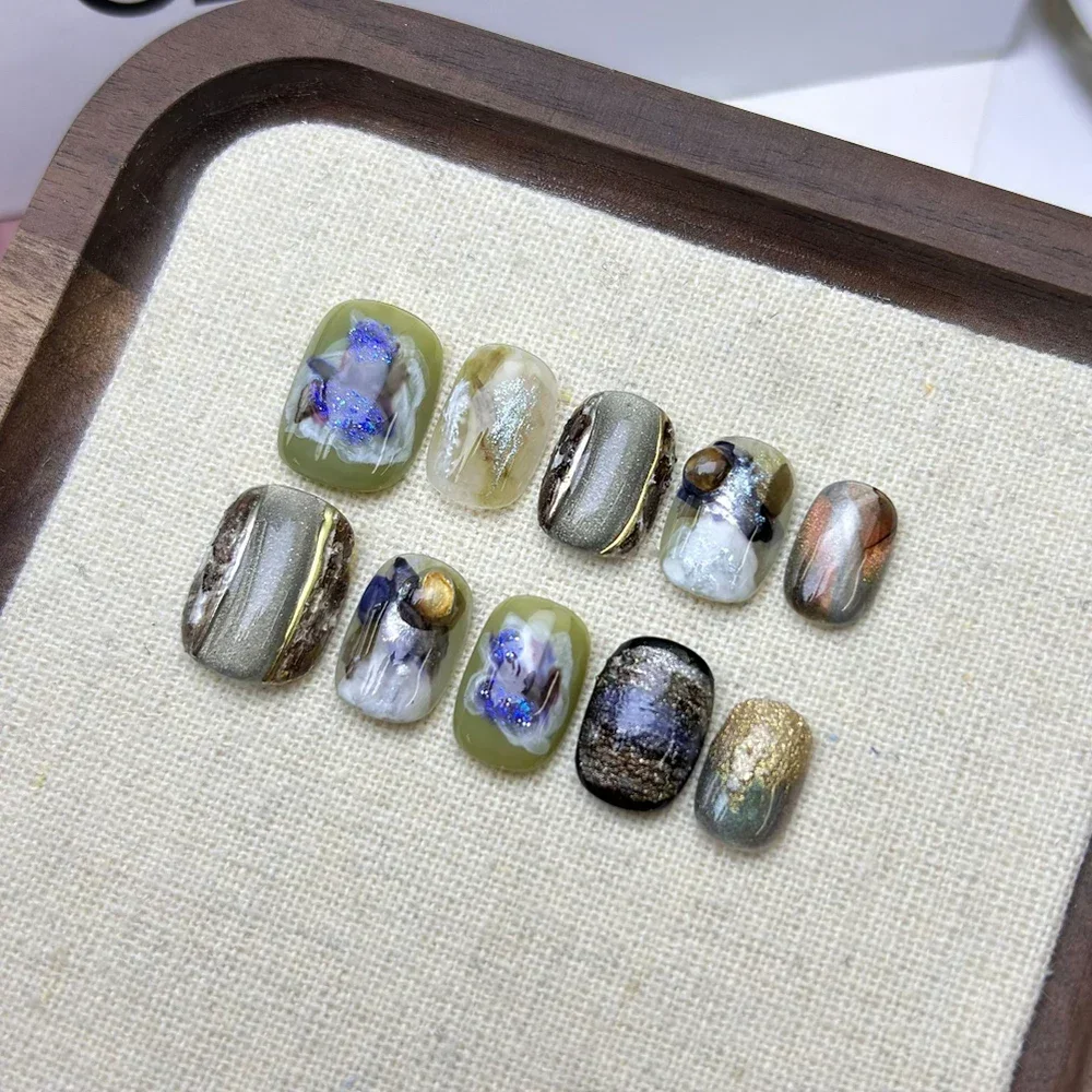 

MINISO Пресс-он ногти короткие квадратные миндалевидные эпифиллим