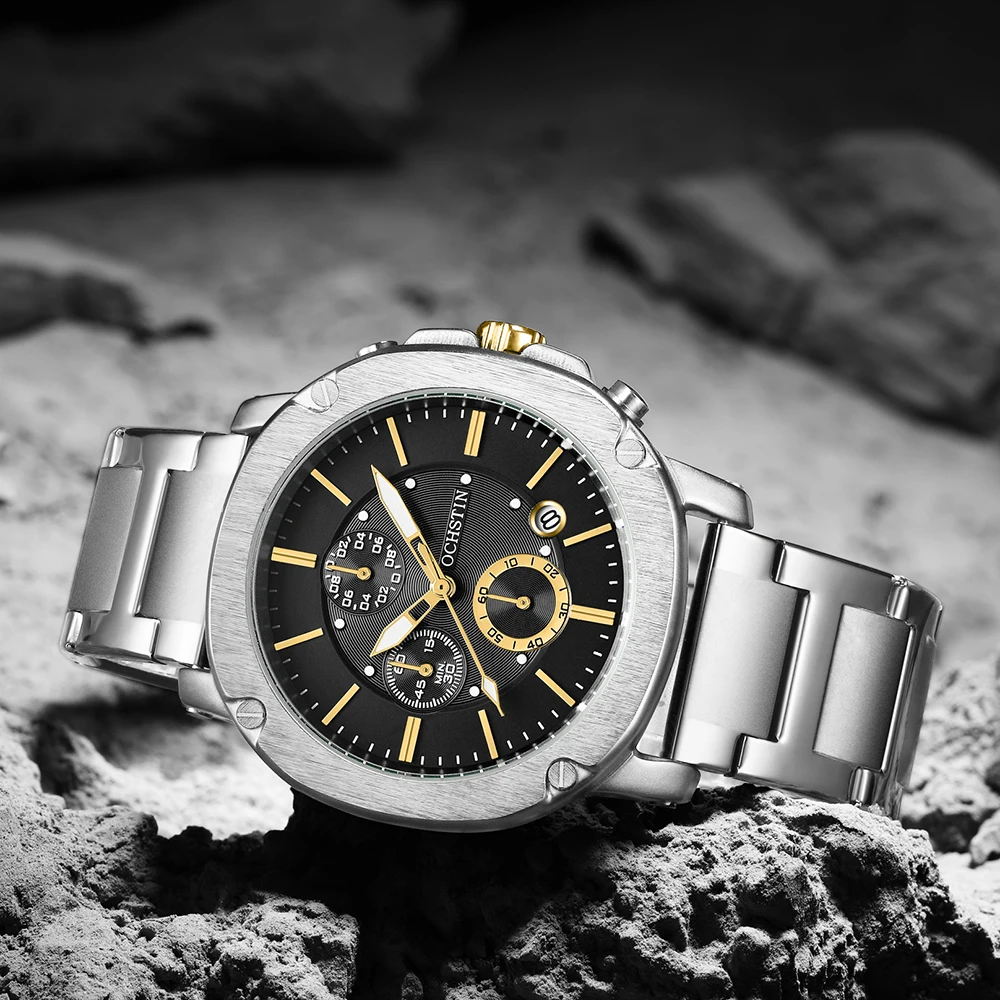 

OCHSTIN New Wristwatch Men Waterproof Chronograph Military Army Stainless Steel Male Clock Top Brand Luxury Sport Watches GA6039