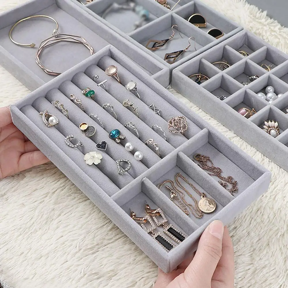 

Makeup Storage Tray Jewelry Display Drawer Jewellery Holder Gift Velvet Box Show Earring Diy Bracelet Organizer Ri V4q3