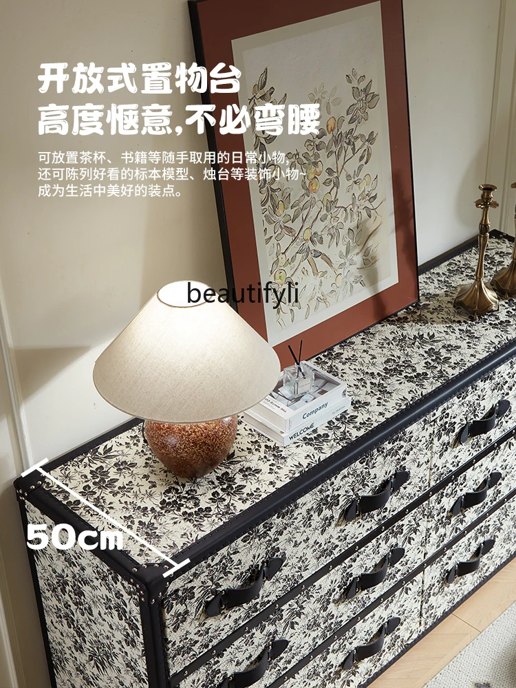 French retro entrance cabinet home decoration living room storage antique villa leather case foyer side