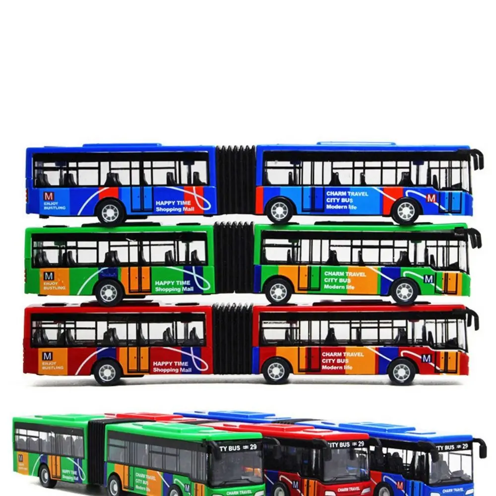 

High Quality Vehicle Model Bus Shape Ornaments Extended Bus Toys Alloy Bus Model Pull Back Double Section