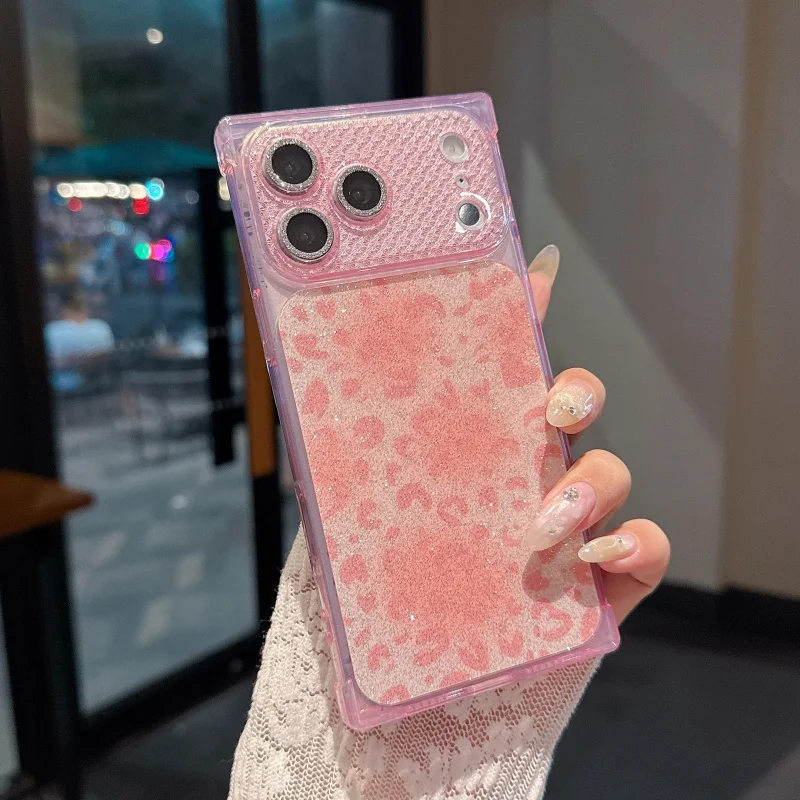 Фото Блестящий чехол с леопардовым принтом для iPhone 17 16 15 14 Plus 13 12 11 Pro Max, противоударный, квадратный, с защитой от падений №2