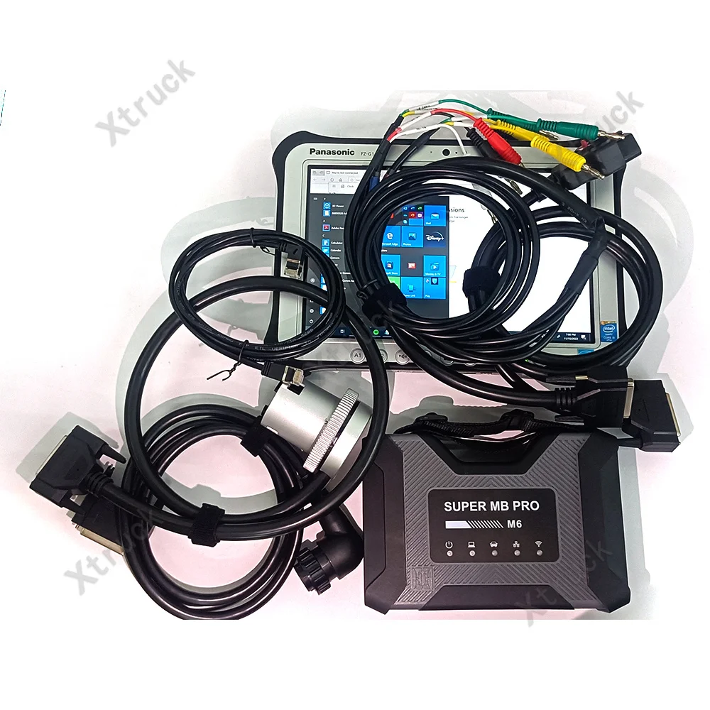 

SUPER MB PRO M6 Star Diagnosis for Benz with Multiplexer Lan Cable+OBD2 16pin Main Test Cable+Fz-g1 tablet Car Truck diagnostic