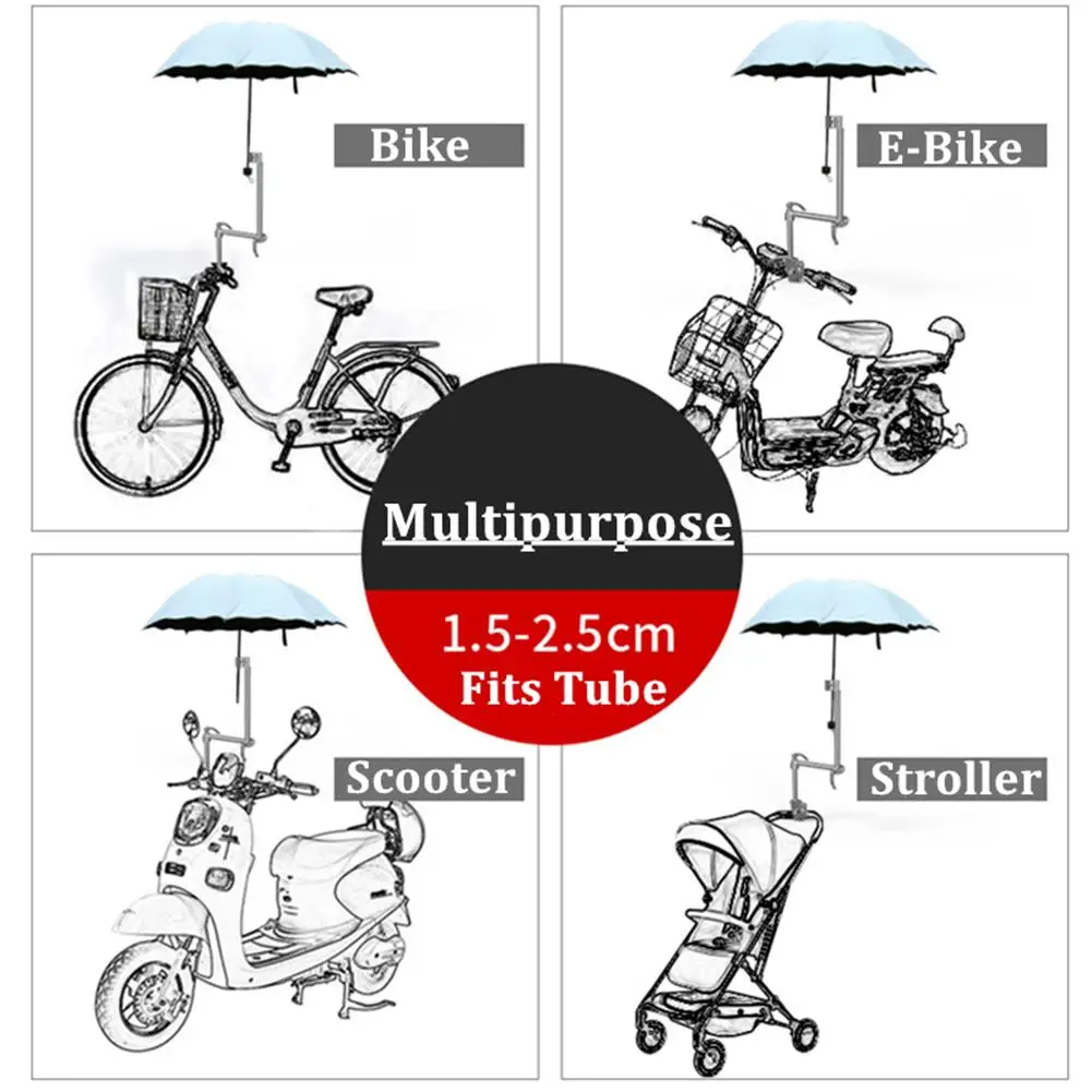

Thickened Umbrella Holder 360 Degree Adjustable Stainless Steel Quick-release Mount Bracket for E-bike Motorcycle Accessories