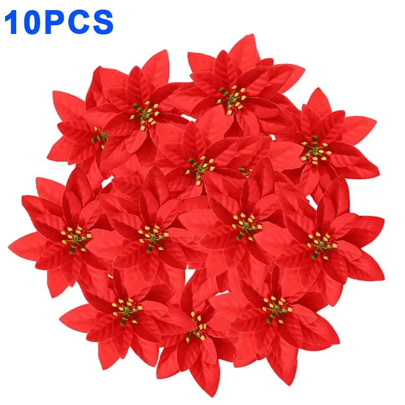 

Искусственные цветы poinsettia, красные, 10 шт.