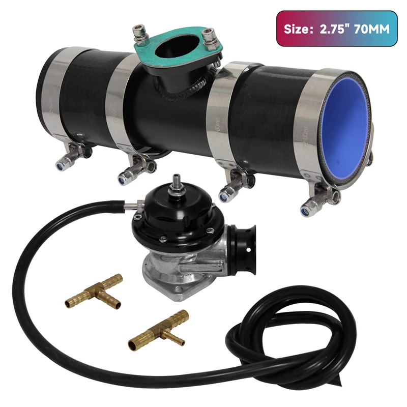 

30PSI Blow Off Valve BOV +Type RS 2.75'' 70mm Flange Pipe Adapter Silicone Hose Kit