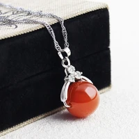 natural red powder crystal round bead necklace simple korean women short clavicle chain trinket wholesale