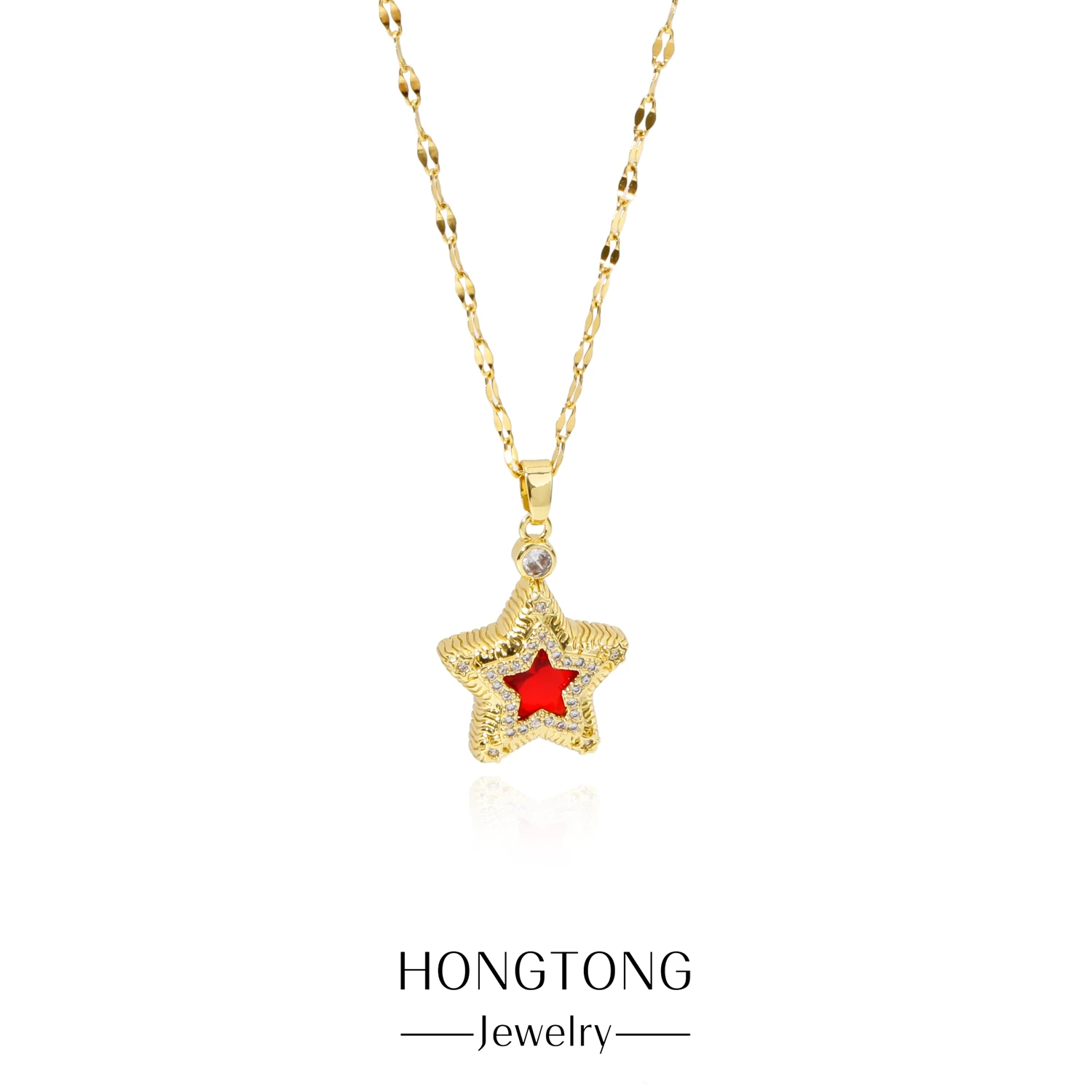 

HONGTONG 2023 New Women's Fashion Commuting Pentagram Irregular Micro-Inset Accessory Collar Necklace