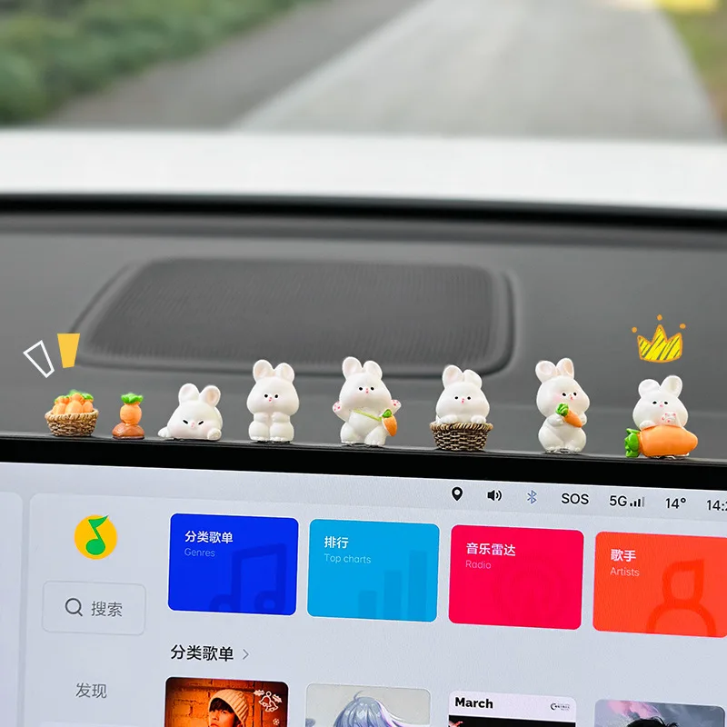 

Милый кролик, декор автомобиля, украшение на приборную панель, очаровательный автоаксессуар для украшения интерьера электромобиля
