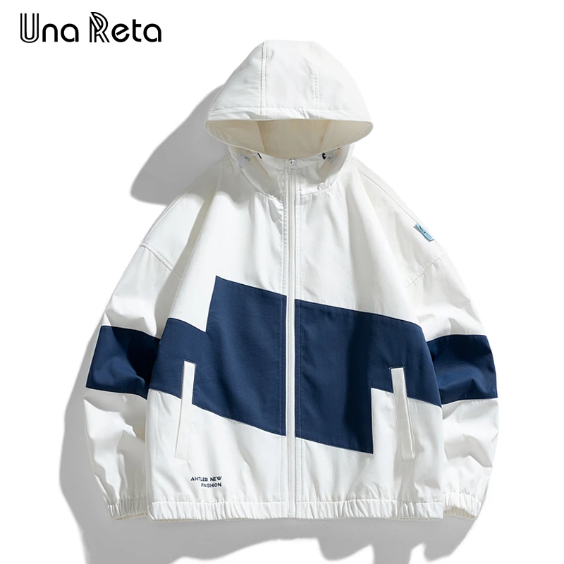 

Мужская куртка с капюшоном Una Reta, осенняя уличная куртка в стиле хип-хоп, свободная куртка на молнии