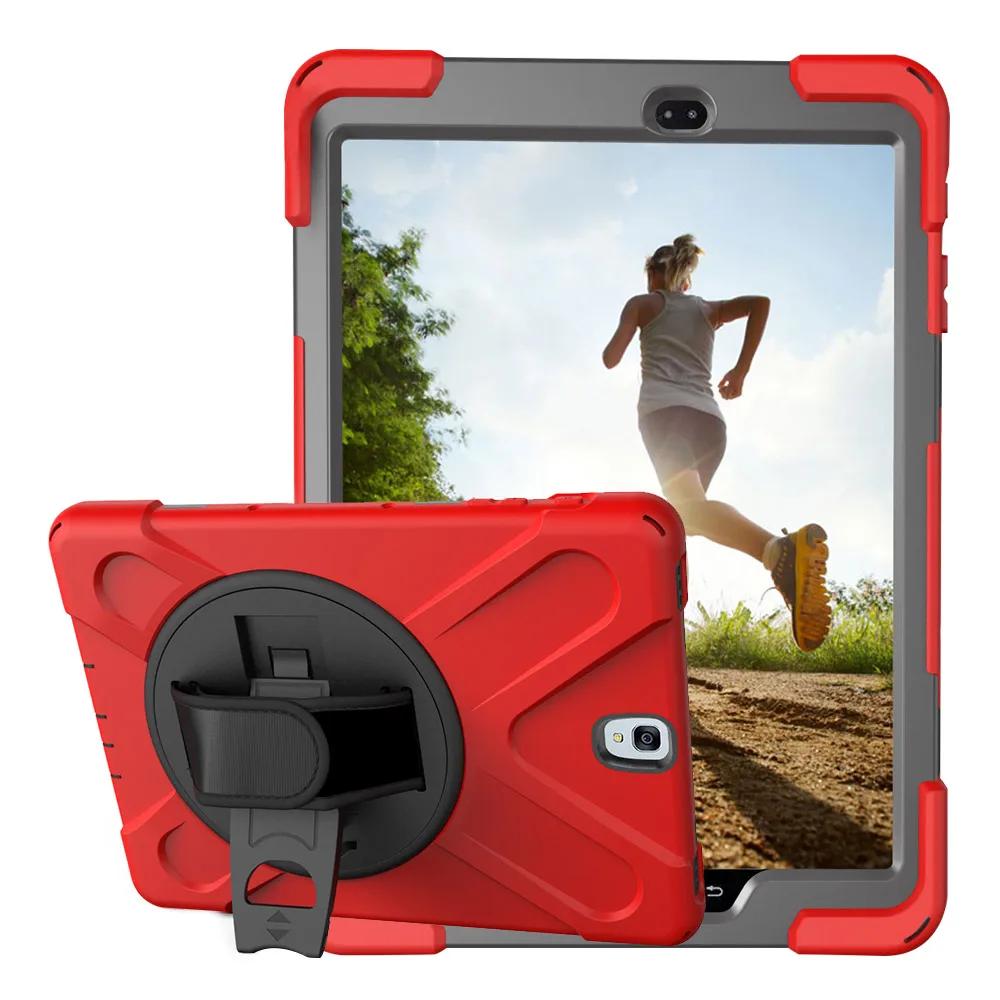 

Kids Safe Shockproof Silicone+PC Tablet Shell for Samsung Galaxy Tab S3 9.7 SM-T820 T825 Case with Wrist+ Shoulder Strap+Pen