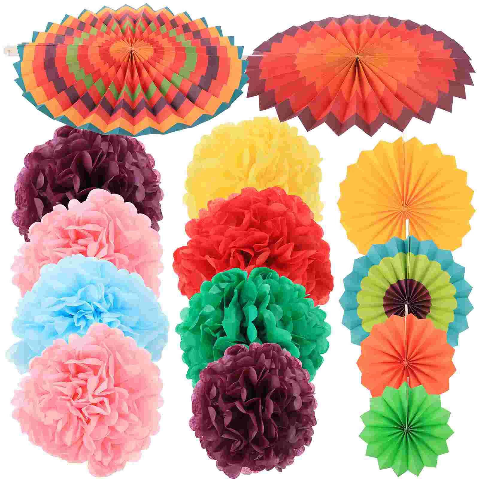 

Paper Poms Pom Party Tissue Decorations Hanging Fans Fan Flowers Fiesta Mayo De Cinco Flower Decor Mexican Color Supplies