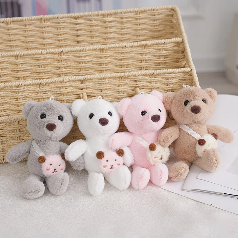 1Pc Cute Mini Bear Stuffed Animals Plush Keychain Bear Bag Pendant Toys Soft Toys Keychain Baby Doll Couple Birthday Gifts