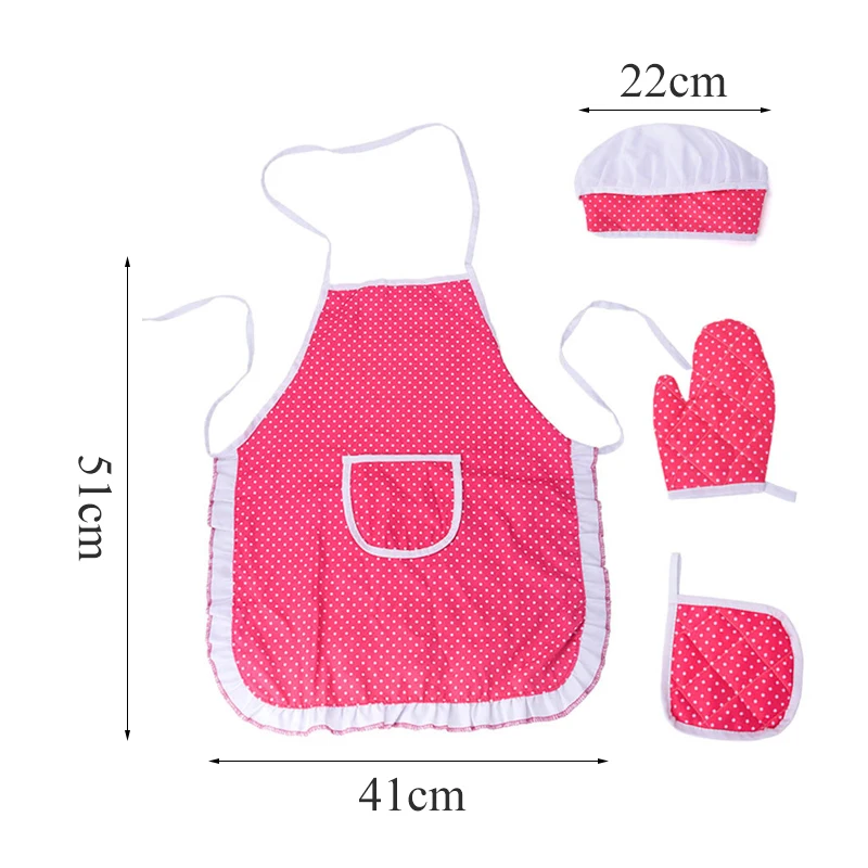 4PCS Child Chef Dress Up Clothes Cooking Baking Tools Apron Gloves Hat Kitchen Play House Toy |