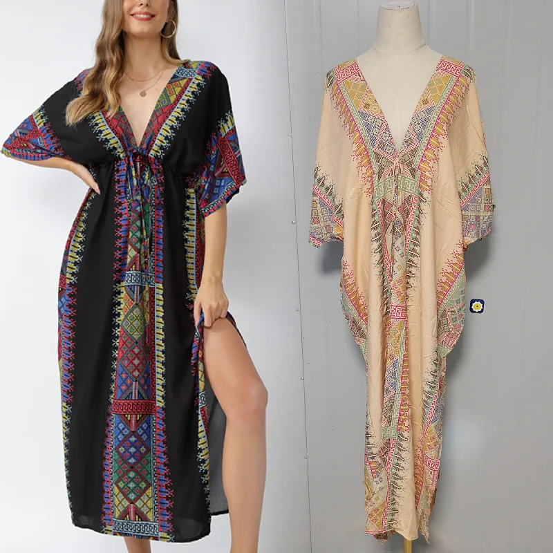 

Summer Cover up Women Casual Beach Ladies Printed Swim Suit Cardigan Beachwear Boho Loose Bikini Cover Up