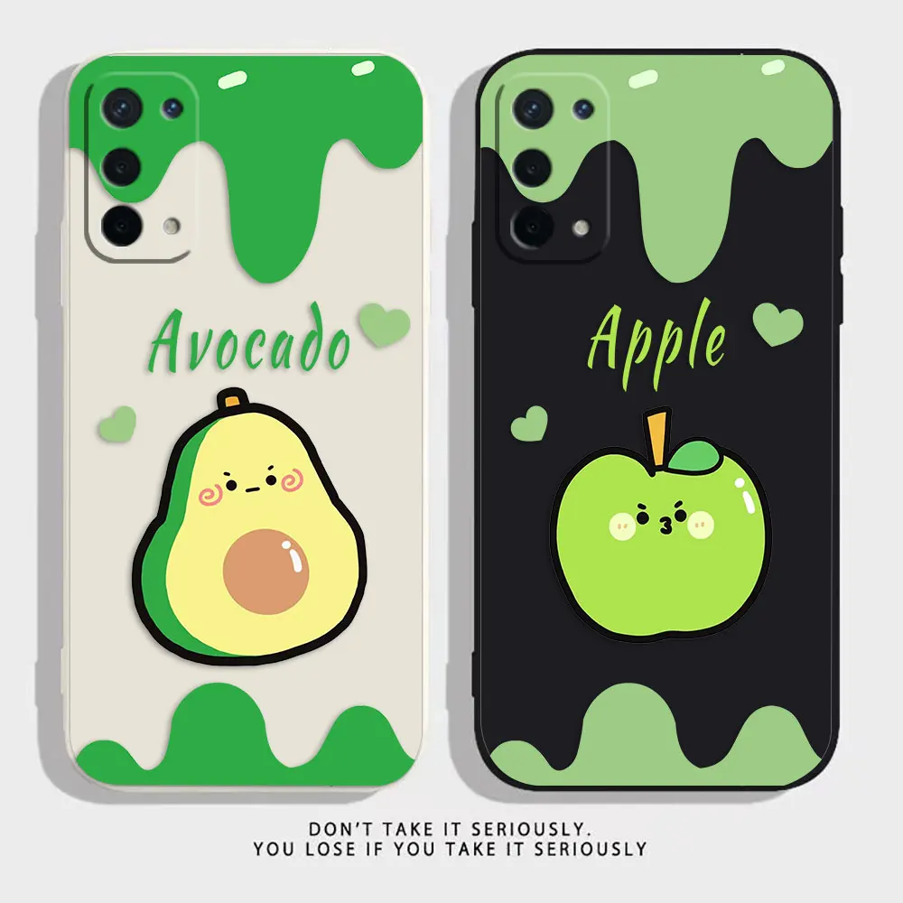 

Cartoon Avocado Apple Phone Case For OPPO A52 A54 A55 A57 A78 A72 A73 A74 A91 A93 A92S A94 A95 A96 A97 4G 5G Case Funda Shell