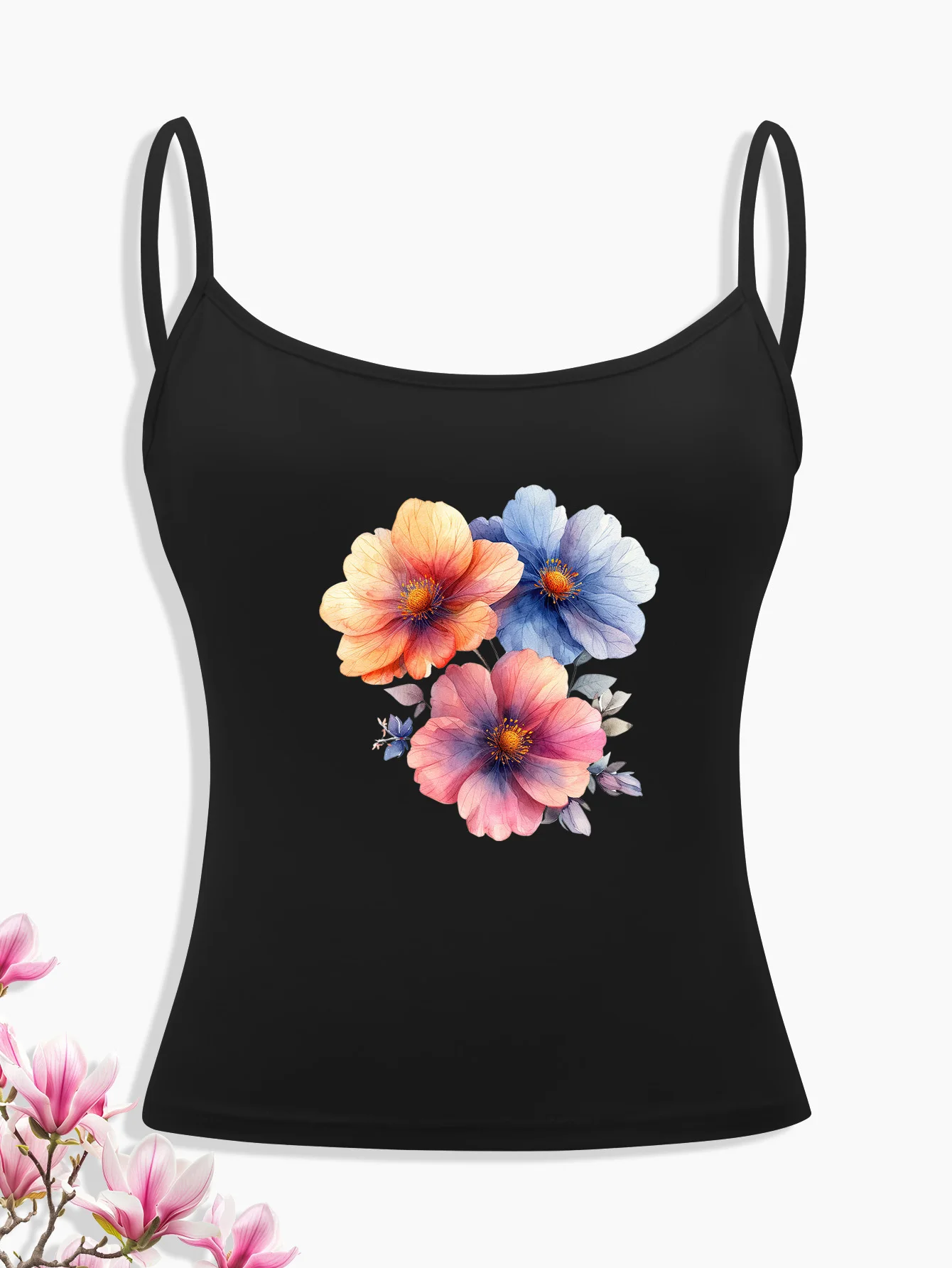 4 шт./упаковка женский топ с цветочным принтом |