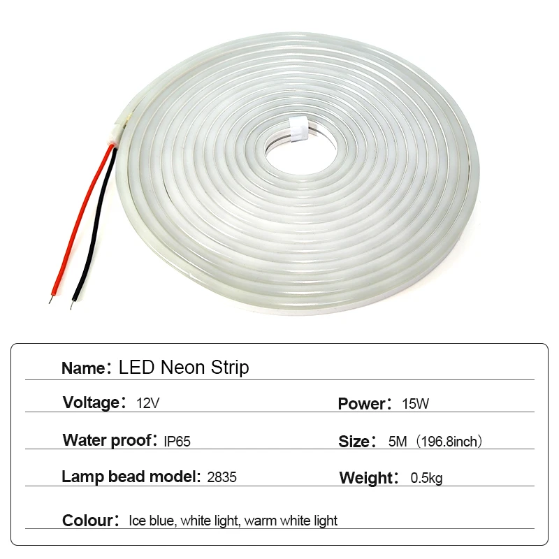 5M Car Trunk LED Strips Flexible Neon Light Modified Lighting for Tesla Model 3 Y S X Waterproof Silicone Accessories White |