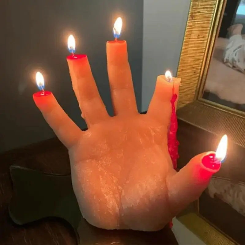 

Hand Shape Candle Halloween Finger Candle Silicone Dipped Bloody Finger Drip Candle For Halloween Party Favor Supplies for home