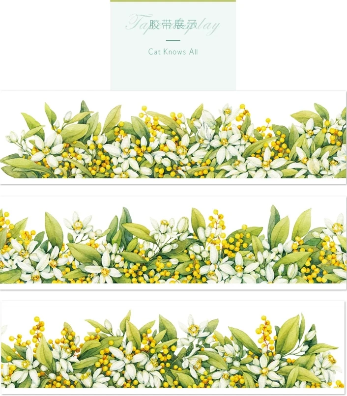 

5m/10m Happy Wedding in Rain White Yellow Flower PET Tape