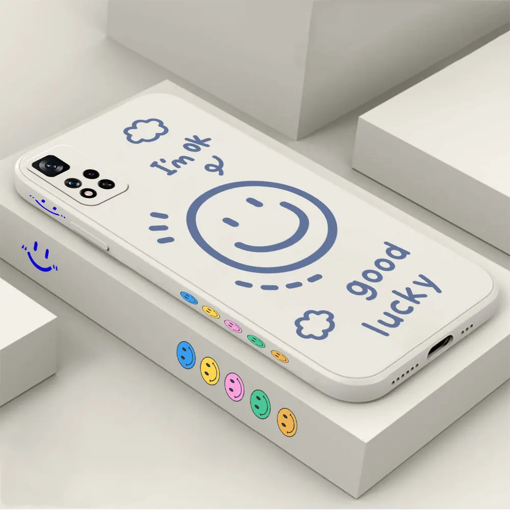 

Happy Smile Face Phone Case For Redmi 12 11 11T 11R 11E 11S 10 10T 9 9T 8 Pro Plus Max 4G 5G Liquid Silicone Cover Fundas Cqoues