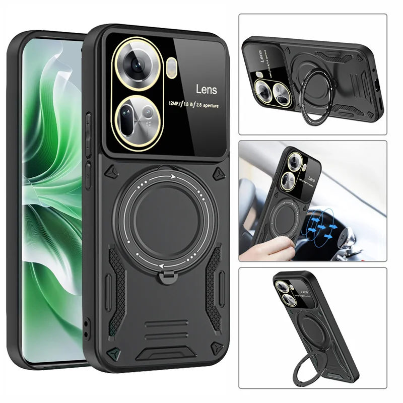 Новый стиль для Oppo Reno 11 5g чехол CPH2599 Anti Shock Kickstand Magnet Ring Armor Phone Cases Reno11 5G Global 6 7 &quotBac