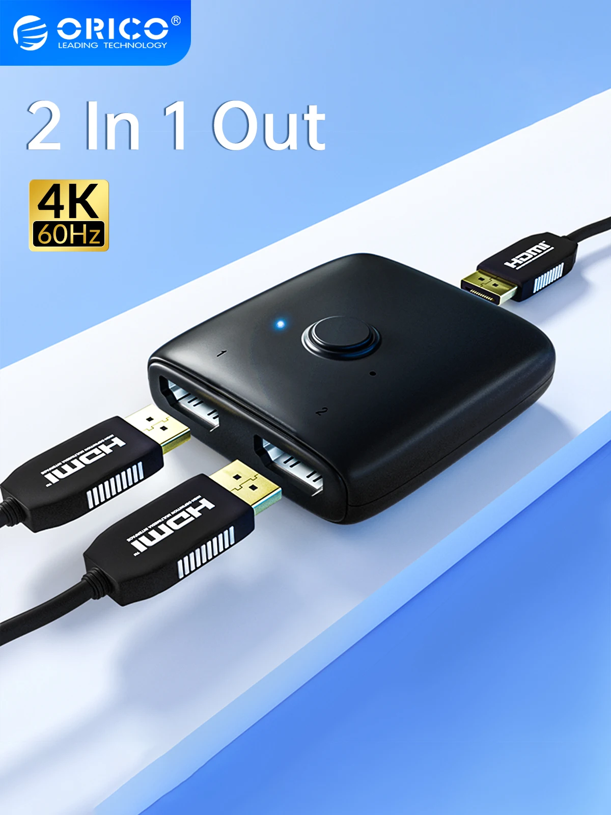 ORICO HDMI-compatible Splitter 4K*2K 60HZ KVM Switcher Bi-Direction 1x2/2x1 Adapter Audio Converter For PS5 Nintendo Switch BOX
