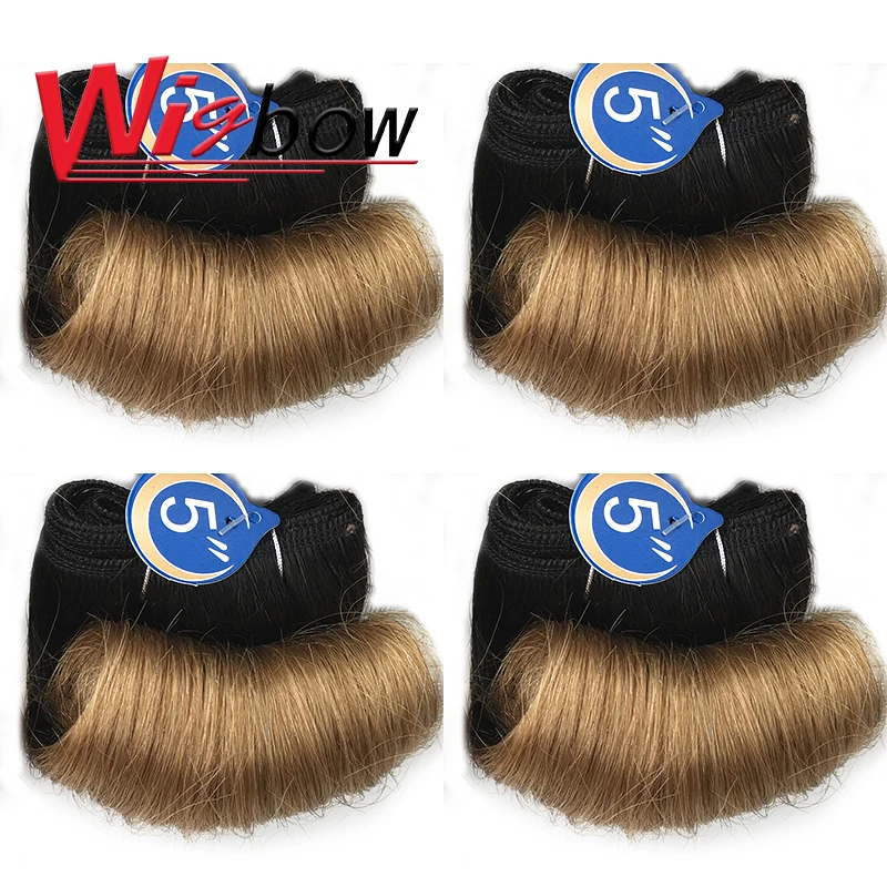 Peruvian Human Hair Bundles Blonde Bouncy Curly Hair T1B 30 27 99J Burgundy Bundles Weave Hair Extension 4Pcs/lot Funmi Hair