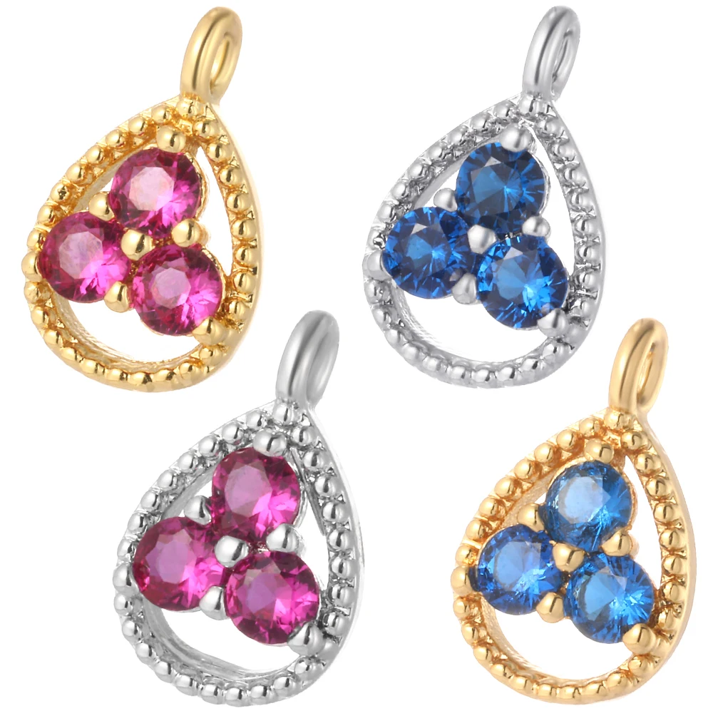 

Colorful Big Zircon Heart Charms Geometric Cute Designer Charms for Jewelry Earrings Necklace Bracelet Making Supplies Pendant