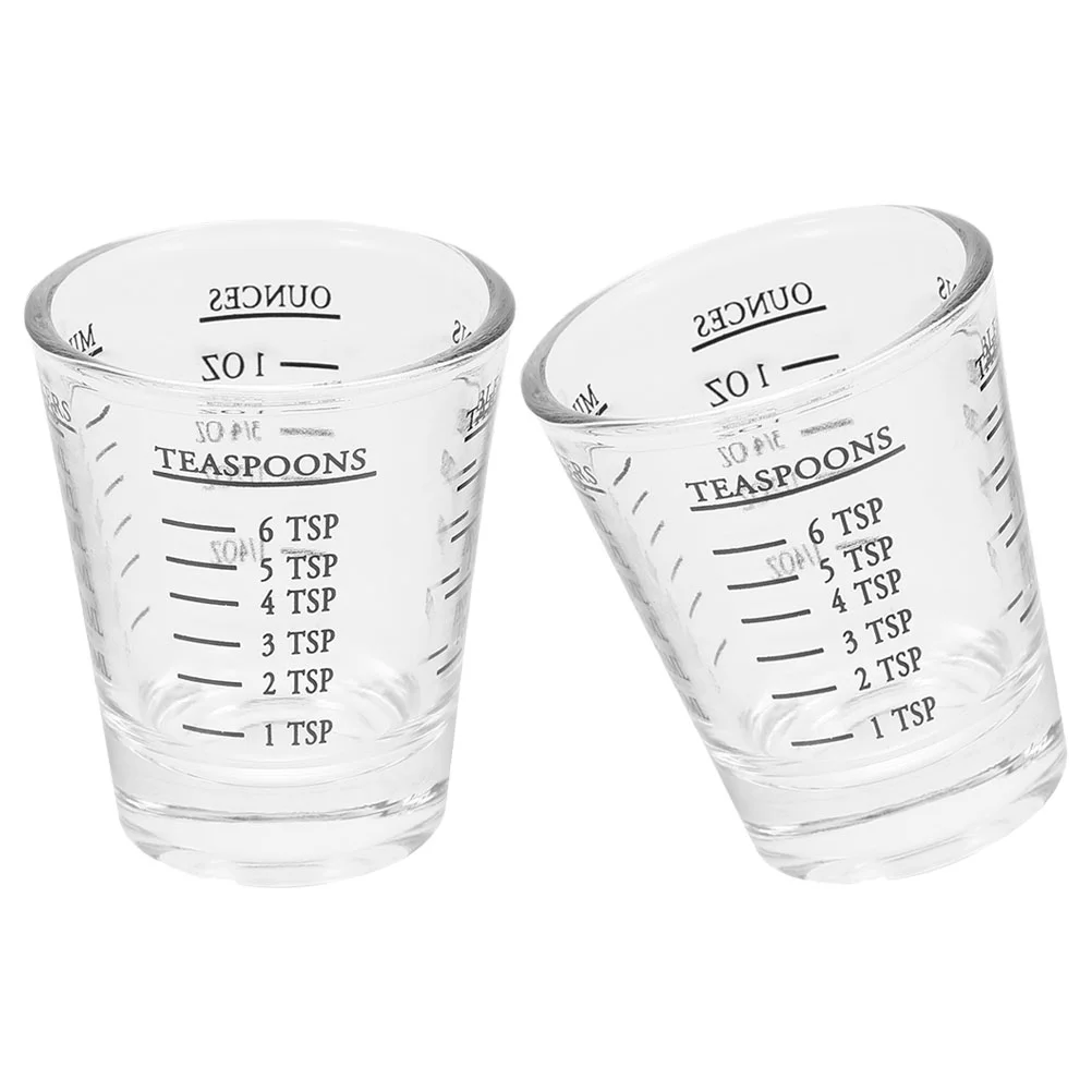 

2pcs Drinking Cup Clear Beverage Glasses Measuring Glass Liquid Measuring Cup Glass Espresso Shot Cups