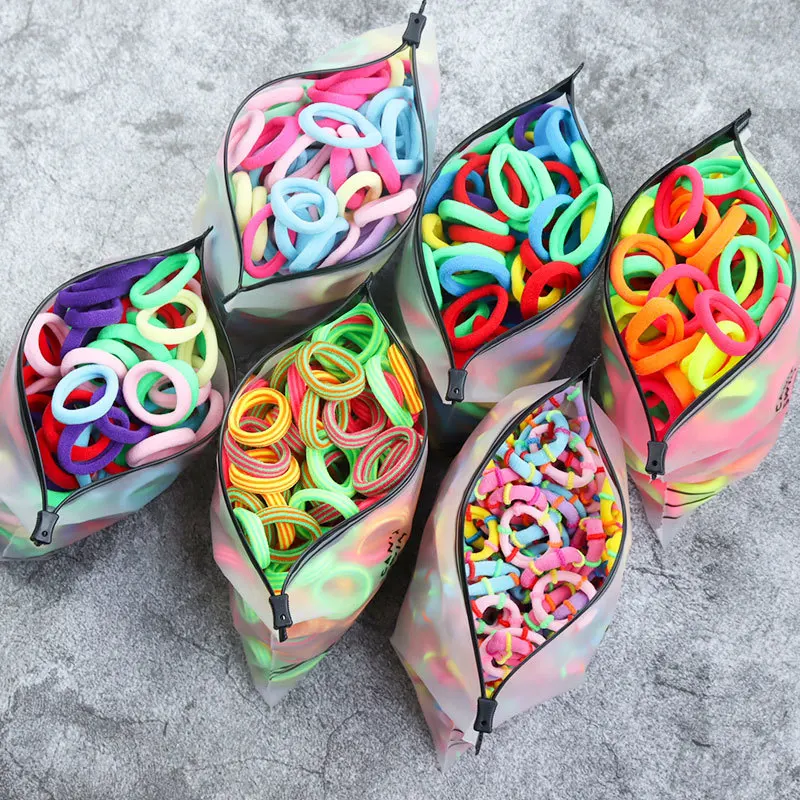 50 Pieces Set Girl Colorful Ornament Nylon Elastic Hair Bands Ponytail Hair Accessories Holder Rubber Bands Scrunchie Headband