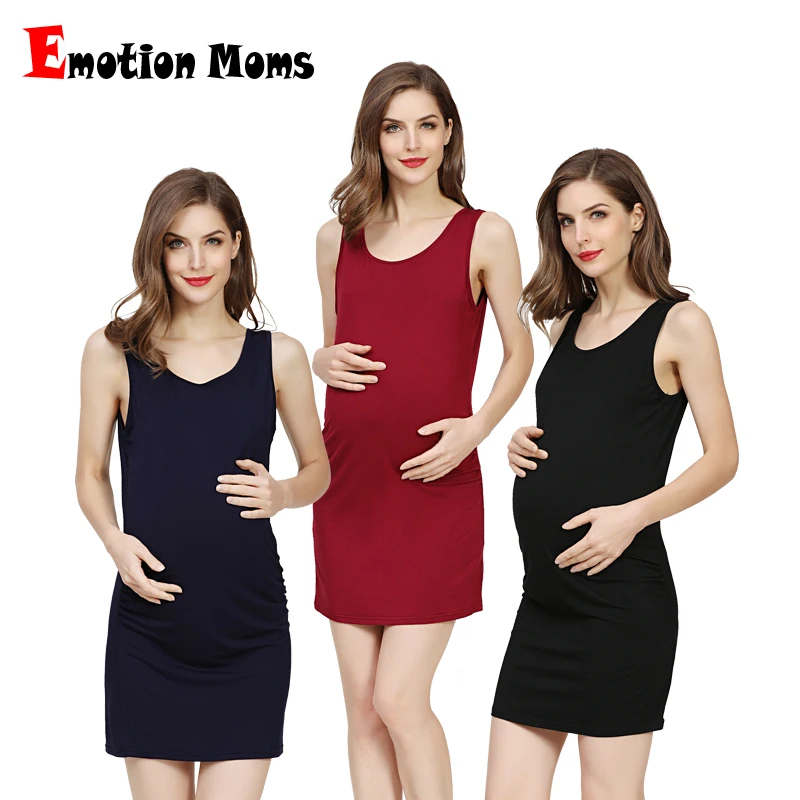 

Emotion Moms Summer Pregnant Dress Sleeveless Pregnancy Clothes Casual Summer Stripe Cotton Maternity Mama Knee-length Dress