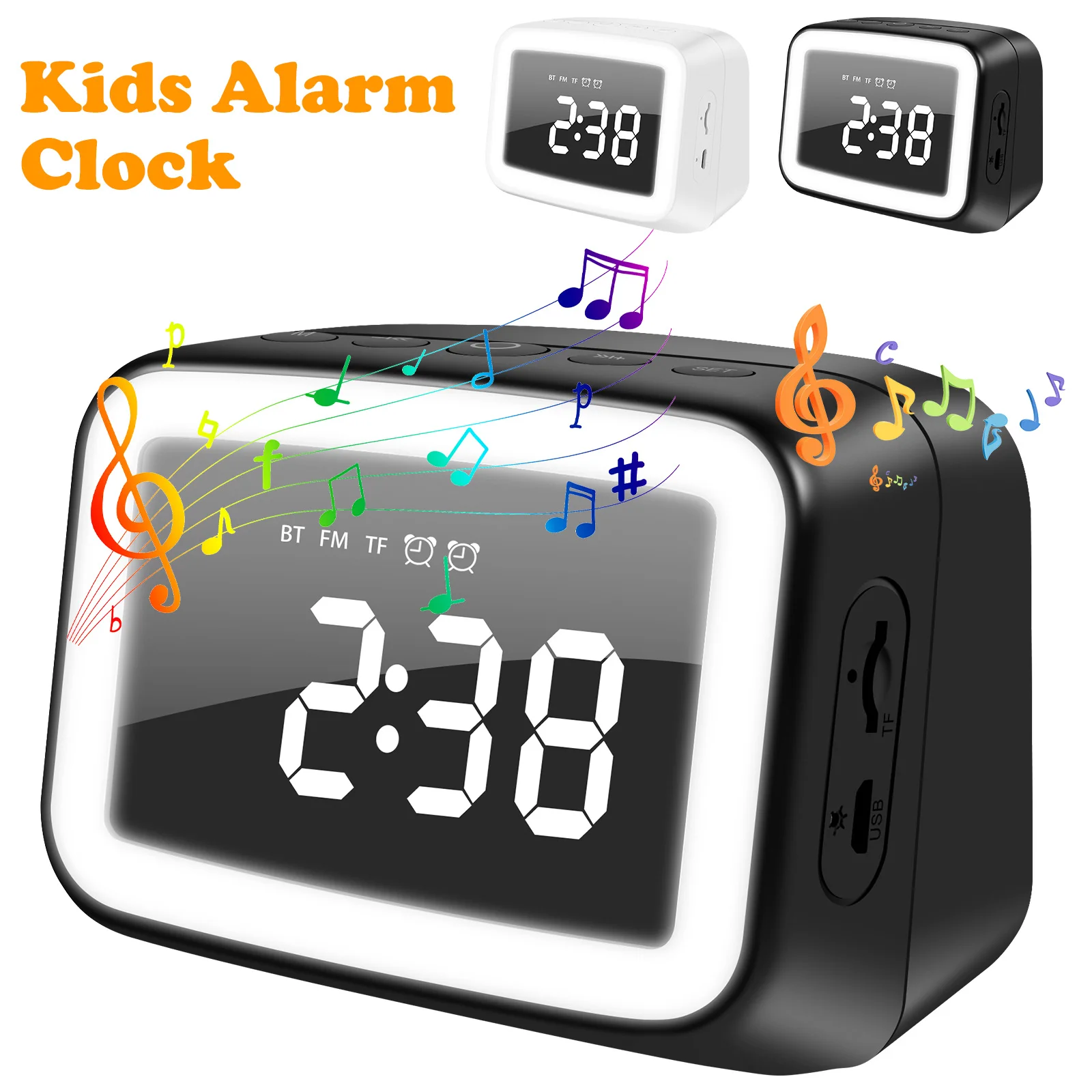 Bluetooth Speaker Usb Rechargeable Digital Clocks With 4 Levels Dimmable Night Light Dual Alarms Snooze Timer