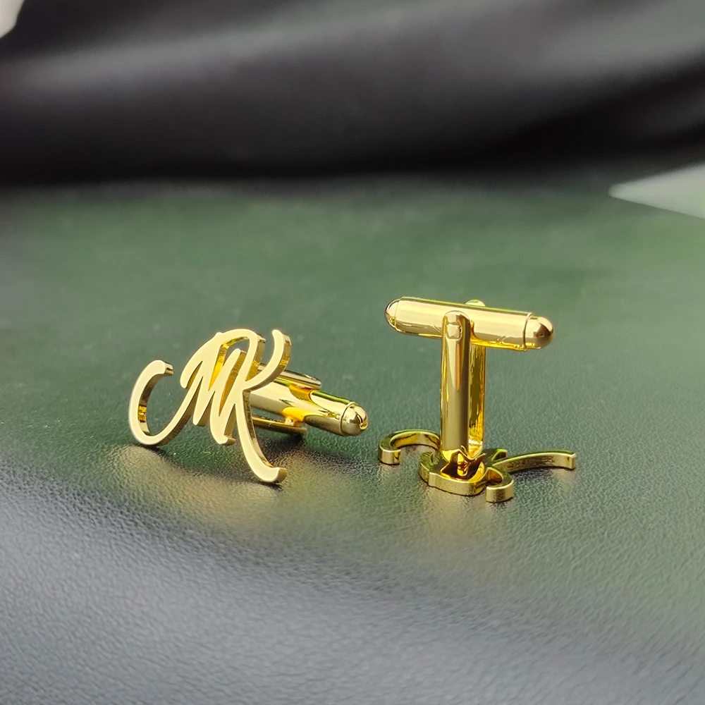 Запонки для жениха из нержавеющей стали с инициалами