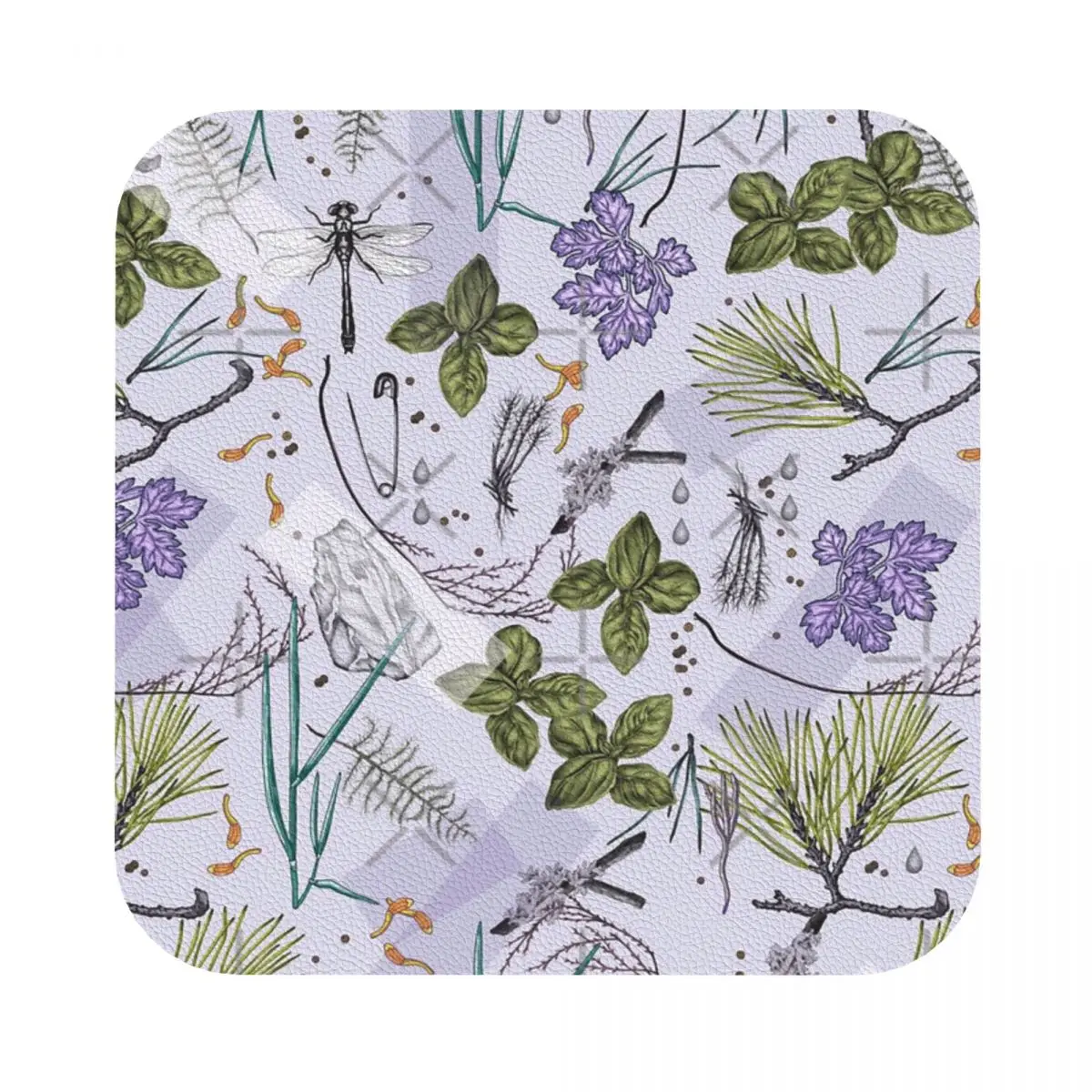 

Summer Herbarium Leather Coaster Set of 4 Pattern Personality Restaurant Scald-proof