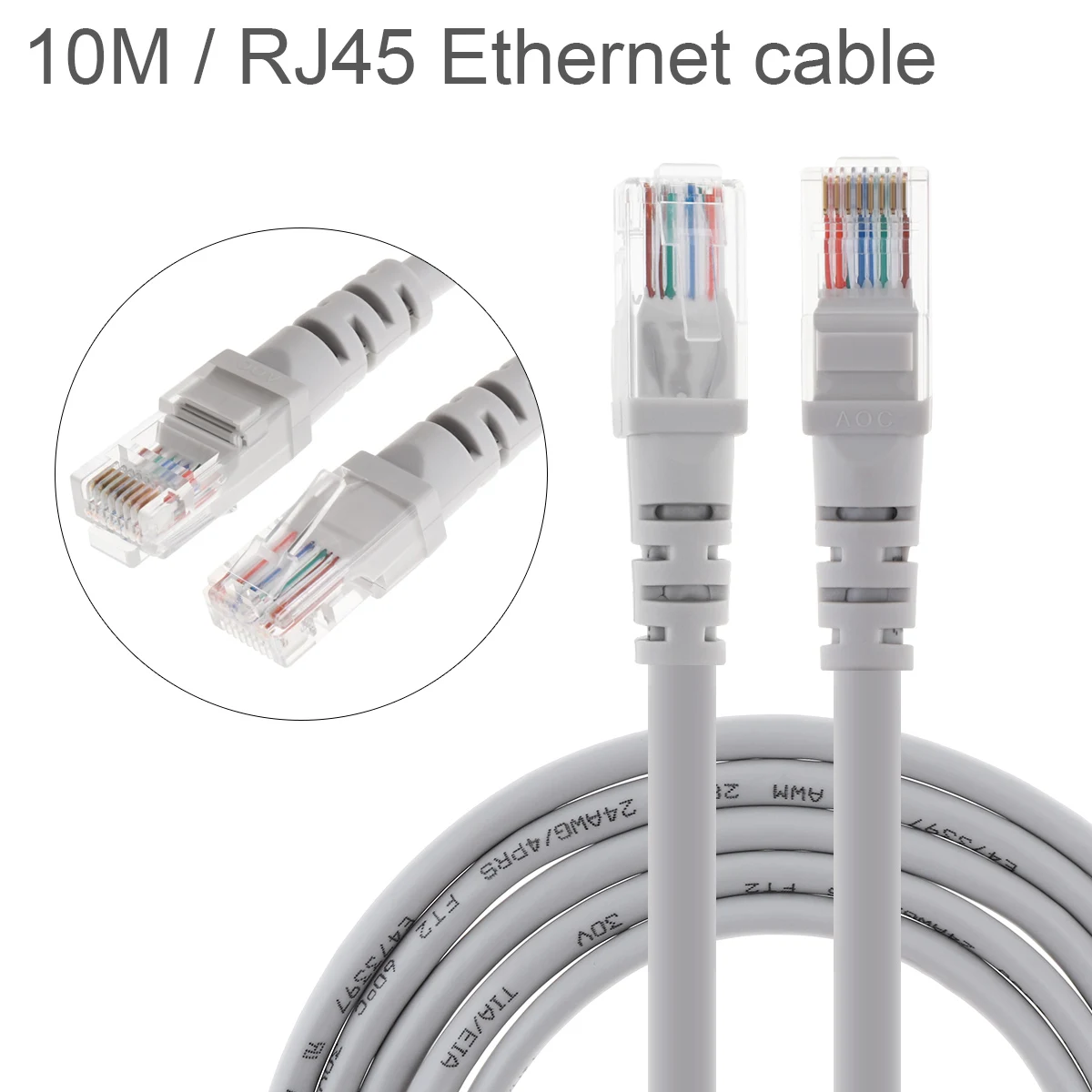

10M/32.8Ft CAT6 Pure Copper Ethernet High Speed 8P8C Round Wire RJ45 Network LAN Cable for Computer Router / Modem /Interchanger