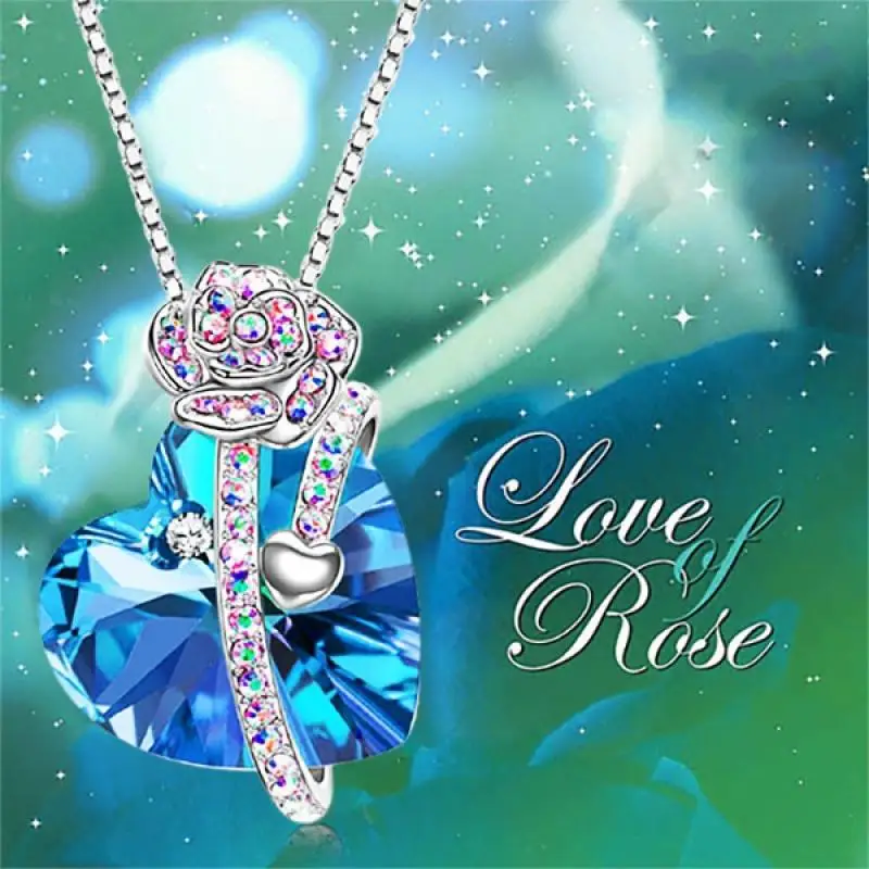 

Blue Pendant Twine Flower Necklace Ladies Romantic Valentine's Day New Year Gift Heart Jewelry Gift Ladies Anniversary Party