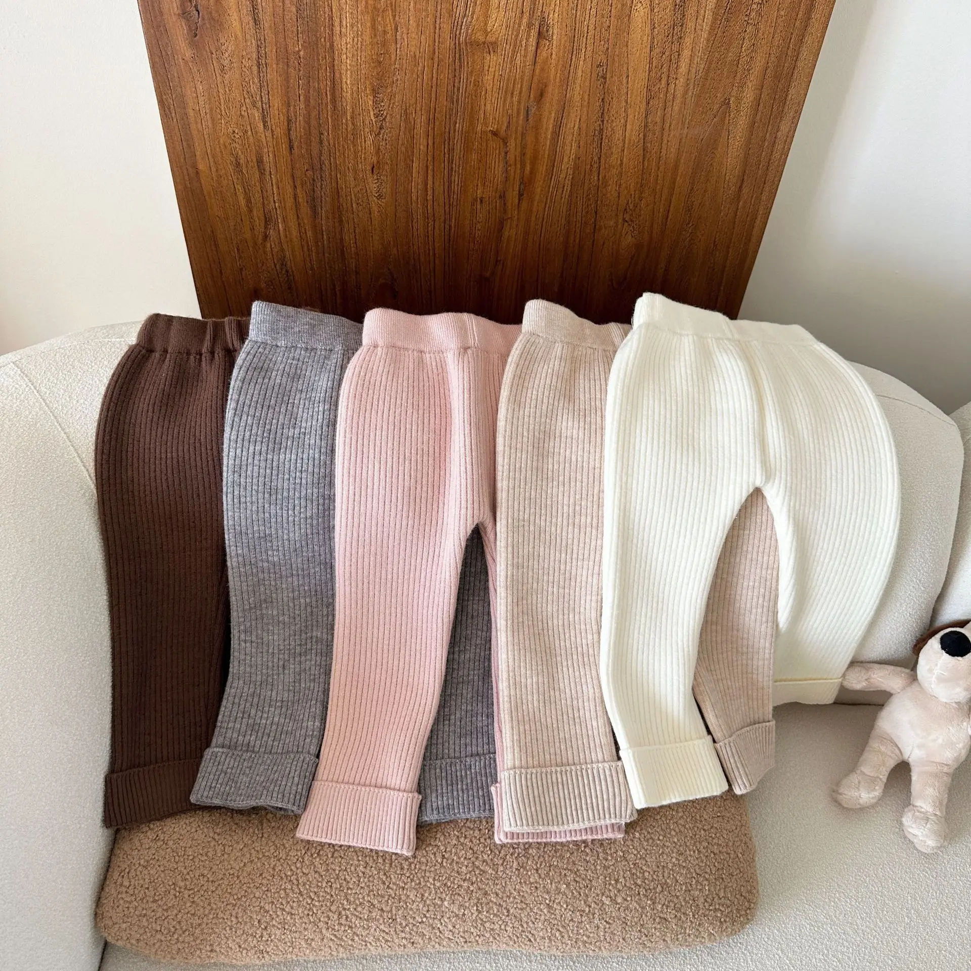 

Зимние Детские теплые леггинсы, базовые рифленые леггинсы для девочек, детское платье для маленьких девочек, нижние штаны, флисовая подклад...