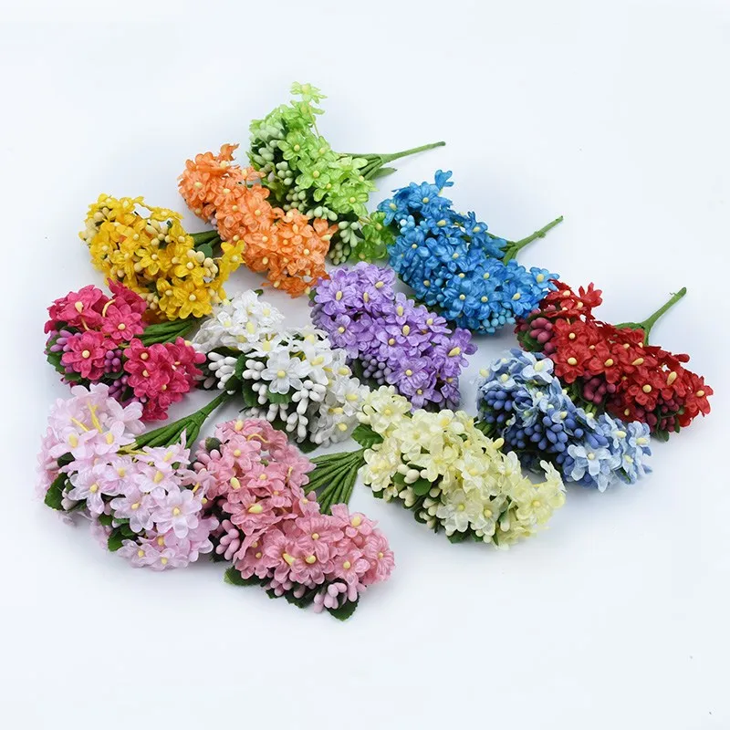 

12Pcs Artificial Plants for Decoration Scrapbooking Flowers Diy Gifts Box Christmas Wreath Wedding Home Decor Silk Gypsophila