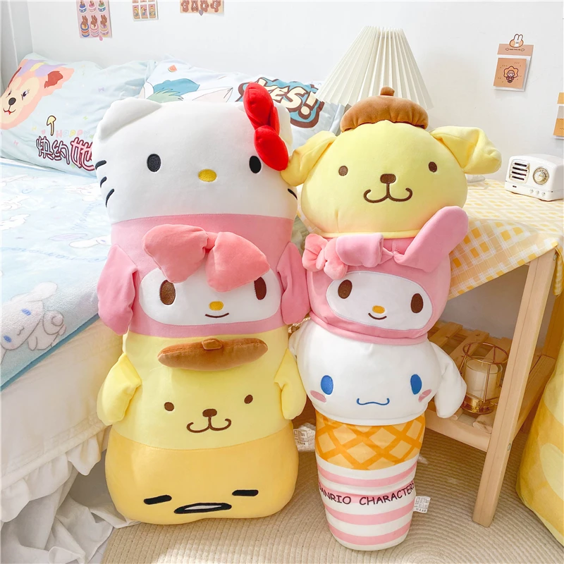 Sanrio Милая аниме микс длинная подушка My Melody Pom пурин Cinnamoroll плюшевая игрушка для