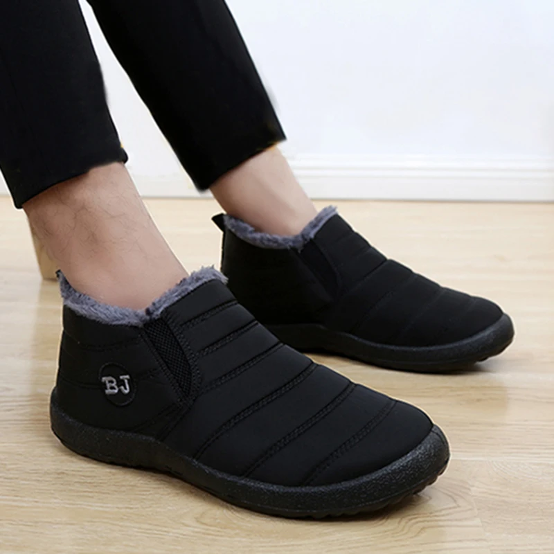 

Мужские ботинки для снега, мужские ботинки, теплая зимняя обувь с мехом для мужчин, повседневная мужская обувь, водонепроницаемая Рабочая м...