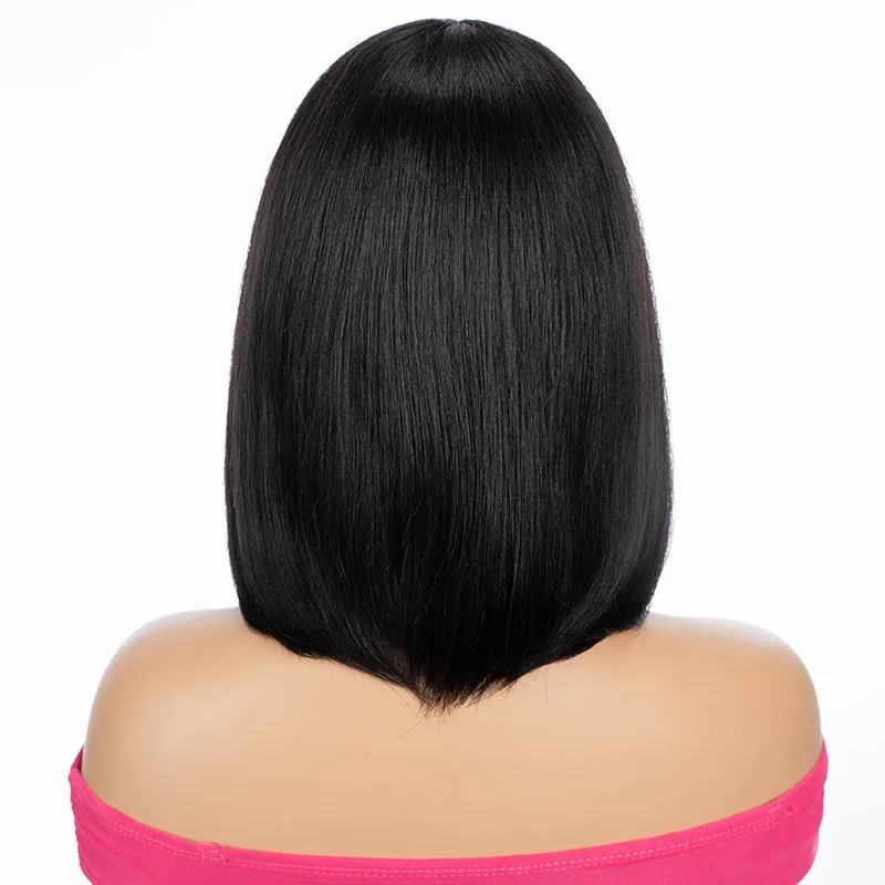 Темно-зеленый прямой парик Gighlight с челкой из безклеевых человеческих волос для