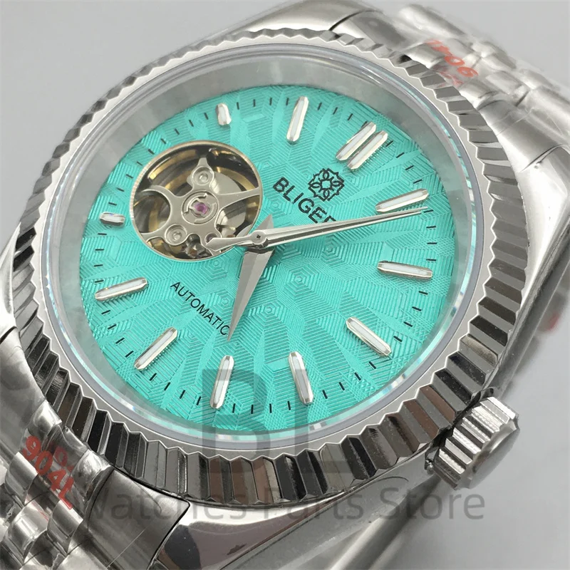 Мужские часы BLIGER 36 мм/39 мм NH38 рифленый безель из нержавеющей стали сапфировое