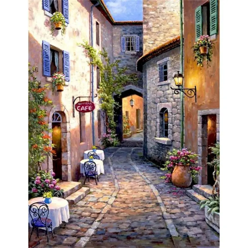 

GATYZTORY Diamond Embroidery Landscape Street City Mosaic Diamond Painting 5d Handcraft Picture Of Rhinestones Home Decor