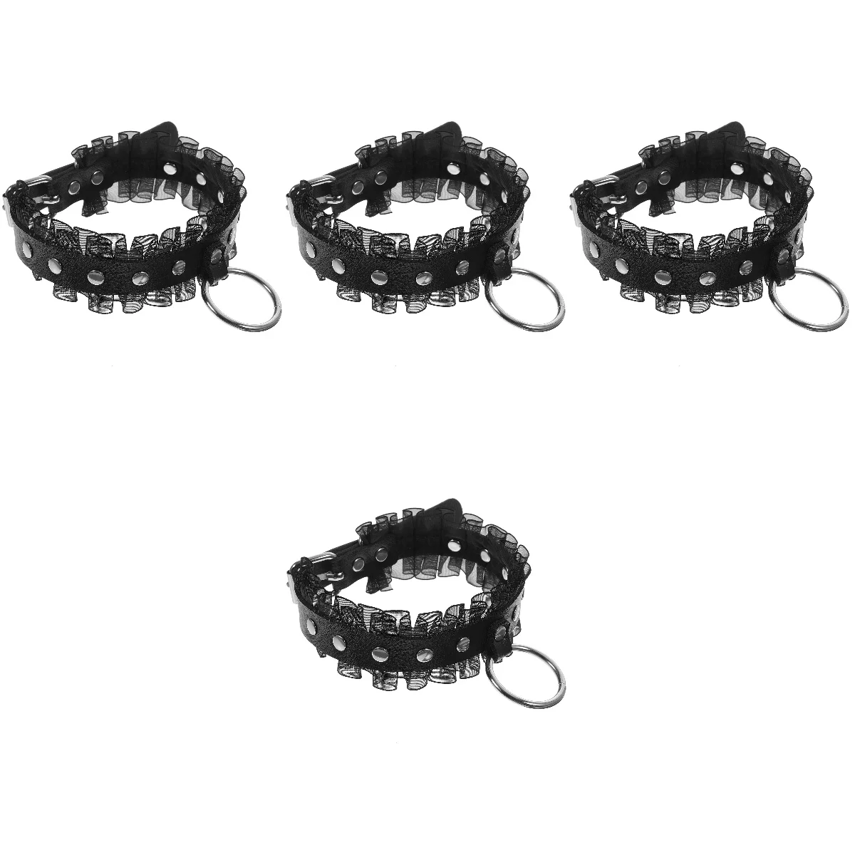 

4 Pieces Collar 90s Choker Necklace Goth Rivets Black String Metal Fittings Chokers Girls Women's