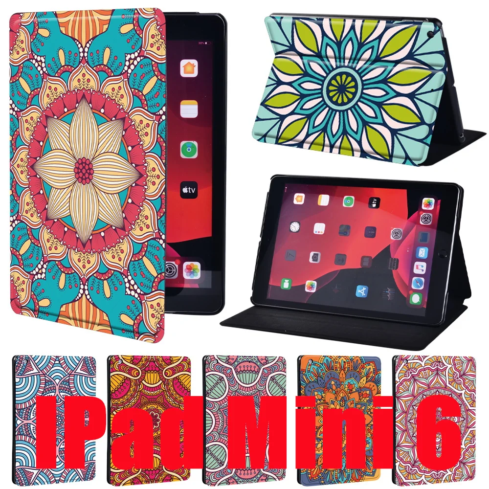 

Tablet Case for IPad Mini 6 Case 2021 IPad Mini 6th Generation 8.3 Inch Mandala Pattern Leather Stand Protective Case Cover