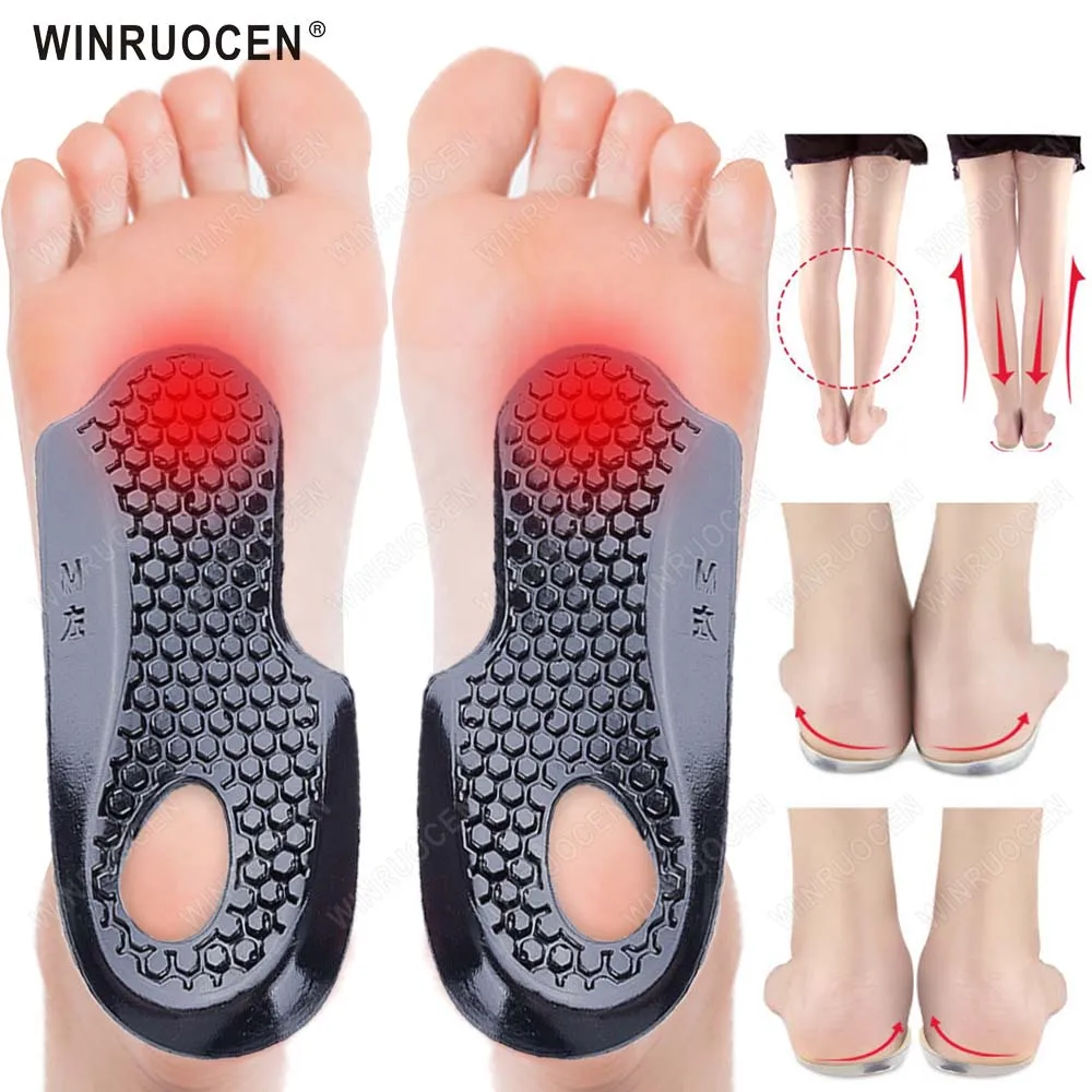 

Flat Foot Massaging Cure Corrector Gel Insole O/X Type Leg Arch supports Feet Pain Care Varus Orthopedic Correct Shoe Insoles