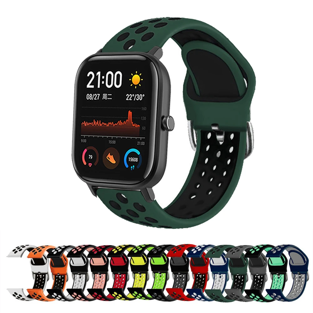 

Ремешок силиконовый для Huami Amazfit Bip BIT Lite Youth 1S, браслет на запястье для смарт-часов Amazfit Bip U Pro/GTS 2E 2 Mini, 20 мм
