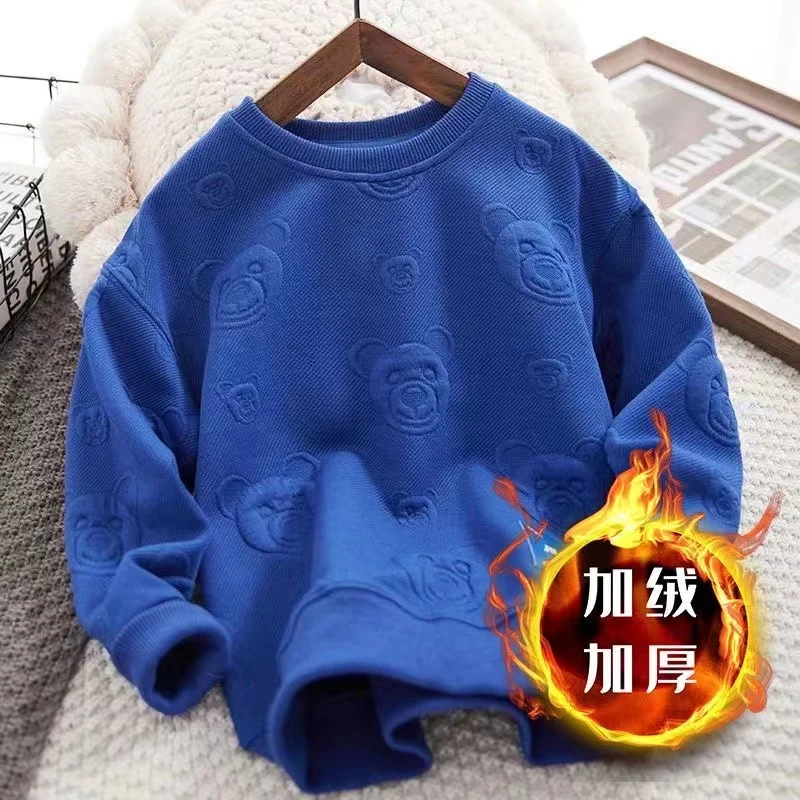Children's Sweater Spring and Autumn New Boys Autumn Clothing Western Style Children and Teens Long Sleeves Bottoming Casual Top
